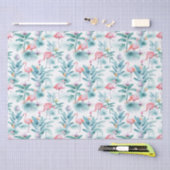 ピンクのフラミンゴのトロピカル離れのパターン 薄葉紙 (クラフト)