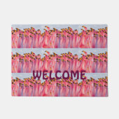 ピンクのフラミンゴのドア・マット ドアマット (正面)