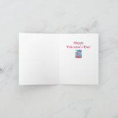 ピンクのフラミンゴのバレンタインハート、愛の鳥WHIMSY シーズンカード (内部)