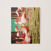 ピンクのフラミンゴのパズル ジグソーパズル (縦)