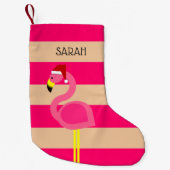 ピンクのフラミンゴのパーソナライズなストッキング スモールクリスマスストッキング (正面)