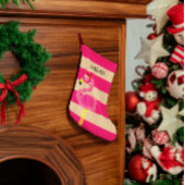ピンクのフラミンゴのパーソナライズなストッキング スモールクリスマスストッキング