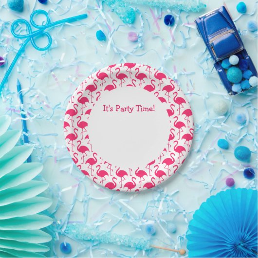 ピンクのフラミンゴのパーティーのプレート ペーパープレート (パーティー)