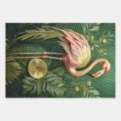 ピンクのフラミンゴのフェザードファイナリー、ココナッツグローブ ラッピングペーパーシート (正面2)