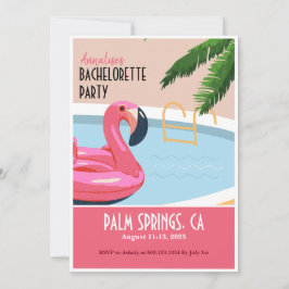 ピンクのフラミンゴのプールフロート ブライズメイド パーティー招待状 招待状