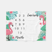 ピンクのフラミンゴのベビーの月例マイル標石 フリースブランケット (正面(横))