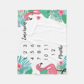 ピンクのフラミンゴのベビーの月例マイル標石 フリースブランケット (正面)