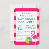 ピンクのフラミンゴのベビーシャワー招待状 招待状 (正面)