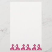 ピンクのフラミンゴのボーダー-文房具レターヘッド 便箋 (正面)