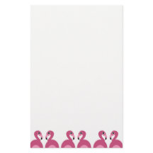 ピンクのフラミンゴのボーダー-文房具レターヘッド