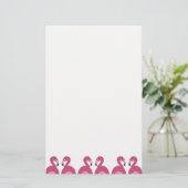 ピンクのフラミンゴのボーダー-文房具レターヘッド 便箋 (スタンド正面)