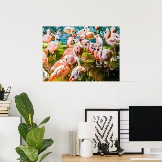 ピンクのフラミンゴのポスター ポスター (ホームオフィス)