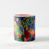 ピンクのフラミンゴのマグ ツートーンマグカップ (中央)