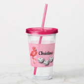 ピンクのフラミンゴのモノグラムのBuncoプレーヤーのサイコロ アクリルタンブラー (裏面)