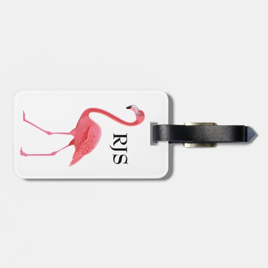 ピンクのフラミンゴのモノグラムは個人化なります ラゲッジタグ (裏面横)