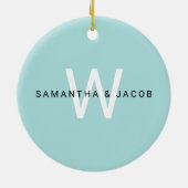 ピンクのフラミンゴのモノグラム セラミックオーナメント (裏面)