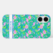 ピンクのフラミンゴのモノグラム Case-Mate iPhoneケース (裏面 (横))