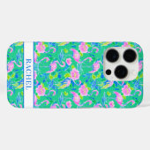 ピンクのフラミンゴのモノグラム Case-Mate iPhoneケース (裏面 (横))