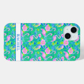 ピンクのフラミンゴのモノグラム Case-Mate iPhoneケース (裏面 (横))