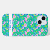 ピンクのフラミンゴのモノグラム Case-Mate iPhoneケース (裏面 (横))