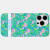 ピンクのフラミンゴのモノグラム Case-Mate iPhoneケース (裏面 (横))