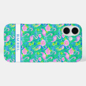 ピンクのフラミンゴのモノグラム Case-Mate iPhoneケース (裏面 (横))