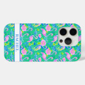 ピンクのフラミンゴのモノグラム Case-Mate iPhoneケース (裏面 (横))