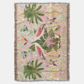 ピンクのフラミンゴのヴィンテージのデザインによって編まれるブランケット スローブランケット (正面縦)