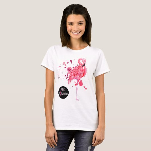 ピンクのフラミンゴの夏のギフトのTシャツ Tシャツ (正面フル)