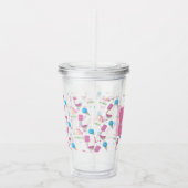 ピンクのフラミンゴの夏の熱帯モノグラムのカスタム アクリルタンブラー (右)