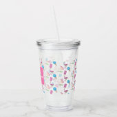 ピンクのフラミンゴの夏の熱帯モノグラムのカスタム アクリルタンブラー (左)