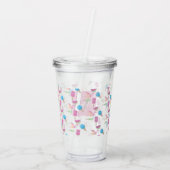 ピンクのフラミンゴの夏の熱帯モノグラムのカスタム アクリルタンブラー (裏面)