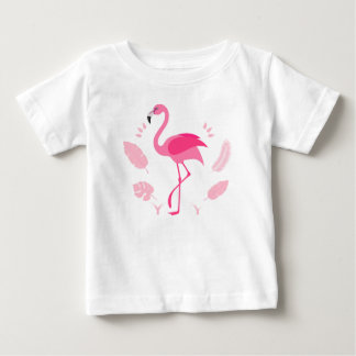 ピンクのフラミンゴの子供用Tシャツ ベビーTシャツ