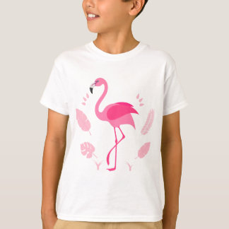 ピンクのフラミンゴの子供用Tシャツ Tシャツ