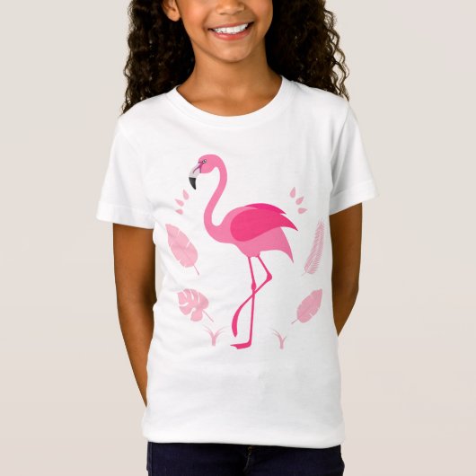 ピンクのフラミンゴの子供用Tシャツ Tシャツ (正面)