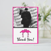 ピンクのフラミンゴの平らな写真のサンキューカード サンキューカード (スタンド正面)