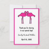 ピンクのフラミンゴの平らな写真のサンキューカード サンキューカード (裏面)