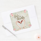 ピンクのフラミンゴの愛感謝していと好意ステッカー スクエアシール (封筒)