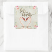 ピンクのフラミンゴの愛感謝していと好意ステッカー スクエアシール (バッグ)