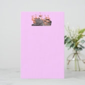 ピンクのフラミンゴの文房具 便箋 (スタンド正面)