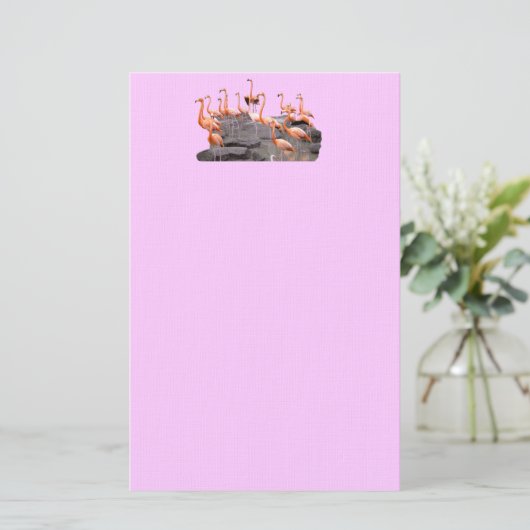 ピンクのフラミンゴの文房具 便箋 (スタンド正面)