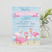 ピンクのフラミンゴの日曜日のブランチのパーティー 招待状 (スタンド正面)