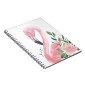ピンクのフラミンゴの水の色がトロピカルお名前 ノートブック (右側)