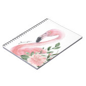 ピンクのフラミンゴの水の色がトロピカルお名前 ノートブック (左側)