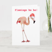 ピンクのフラミンゴの水の色のおもしろいクリスマス シーズンカード (正面)