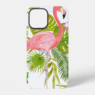 ピンクのフラミンゴの水彩マーカーイラスト iPhone 12ケース