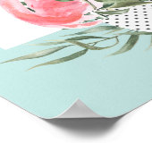 ピンクのフラミンゴの水彩熱帯コラージュ ポスター (角)