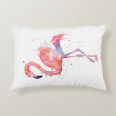 ピンクのフラミンゴの水彩画の枕 アクセントクッション (正面)