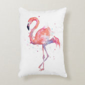ピンクのフラミンゴの水彩画の枕 アクセントクッション (正面(垂直))