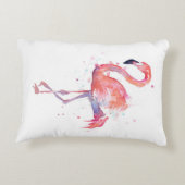 ピンクのフラミンゴの水彩画の枕 アクセントクッション (裏面)
